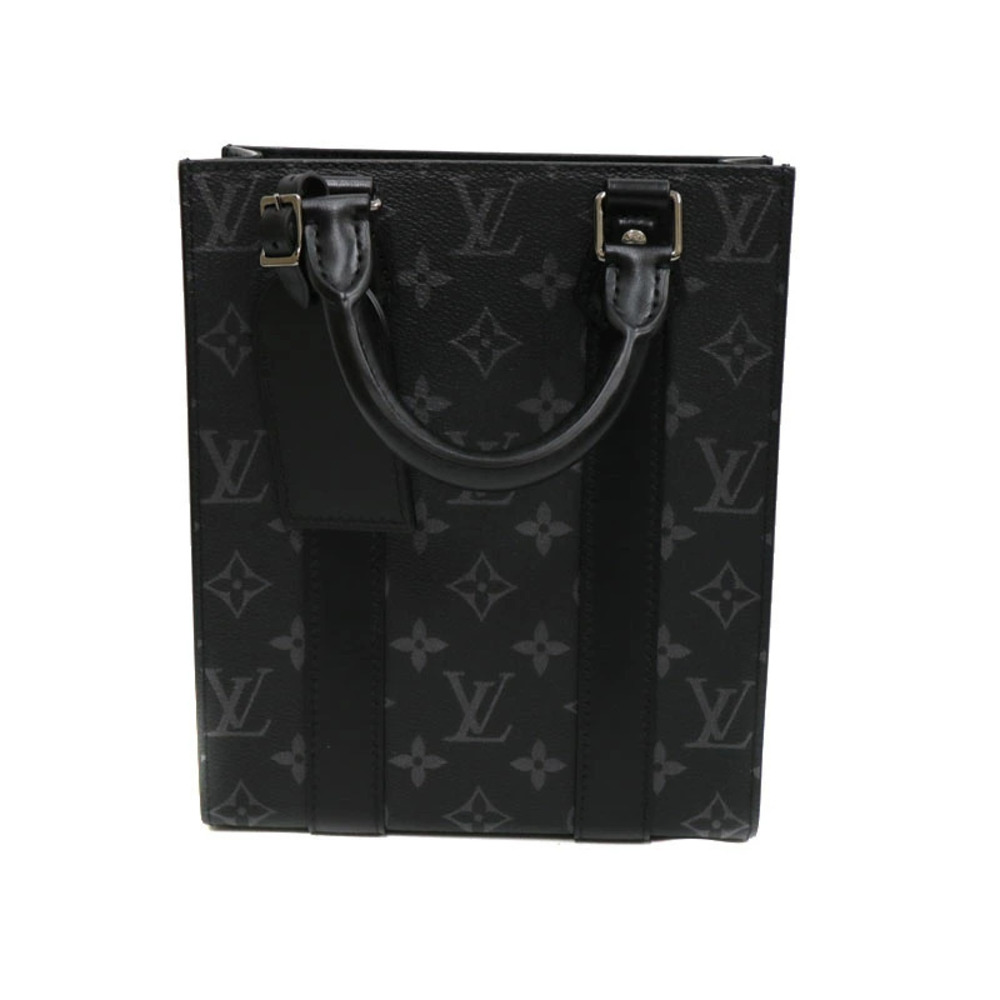 Louis Vuitton Sac Plat Tote Bag Leather Black